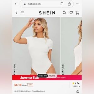 New With Tags SHEIN White ‘Unity form fitted bodysuit’ size L
